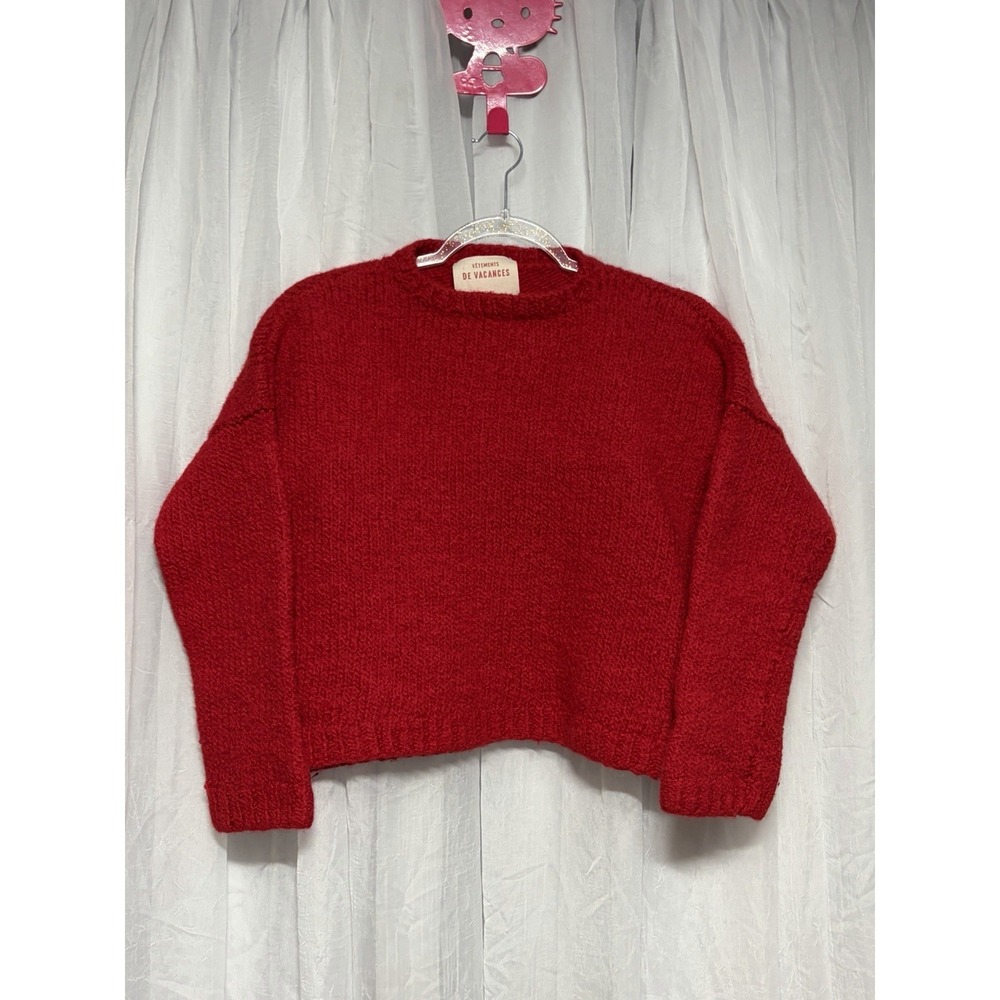 Vêtements de‎ Vacances Felix Sweater Women's M Red 100% Virgin Wool Handmade